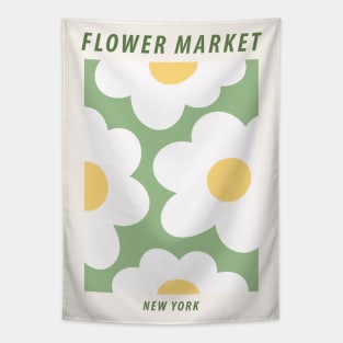 Flower market, New York, Danish pastel aesthetic, Vibrant art, Cute daisy, Groovy flowers Tapestry