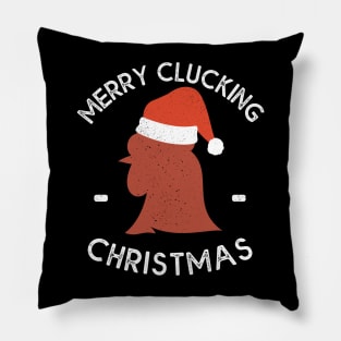 Merry Clucking Christmas Eve Pajama Funny Chicken Santa Pun Pillow