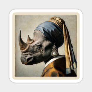 Wildlife Conservation - Pearl Earring Rhino Meme Magnet