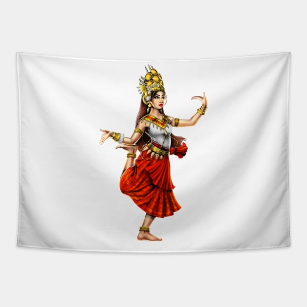 Khmer Cambodian Apsara Dancer Tapestry by underheaven