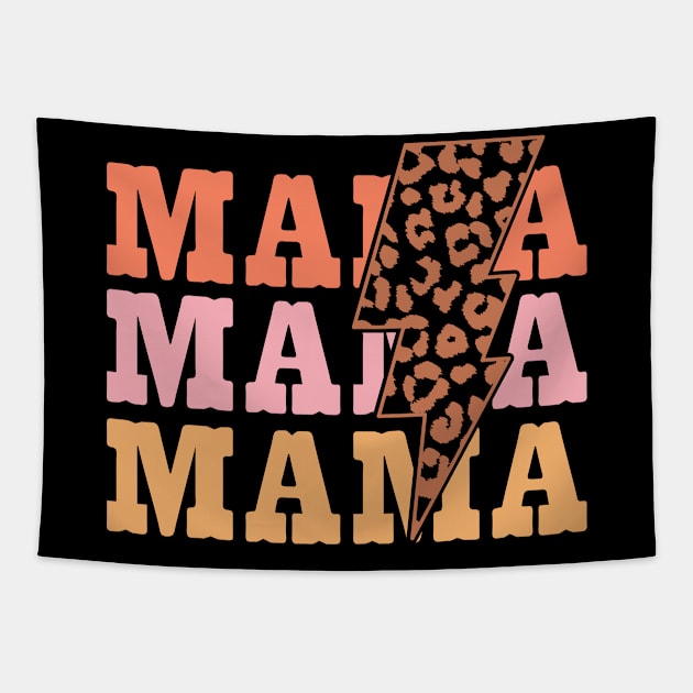 Retro Mama Leopard Print Mothers day gift Tapestry by BadDesignCo