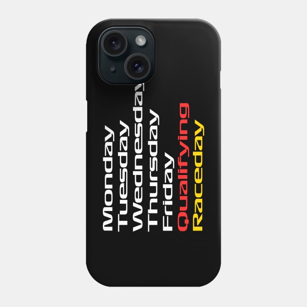 F1 Fan Race Week Schedule Phone Case by Mrmera