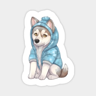 Watercolor Cozy Siberian Husky Dog Magnet