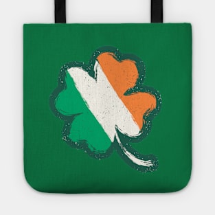 Vintage lucky four leaf clover with Irish flag. Tote