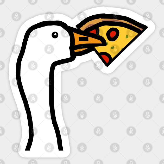 Portrait of a Gaming Goose Stealing Pizza - Gaming - Sticker