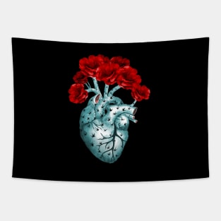 Cactus geen Heart, succulent heart and red flowers, Prickly Heart, succulent lover, Plant lover Tapestry