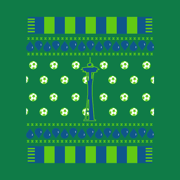 Seattle Soccer Fan Ugly Christmas Sweater by Scarebaby