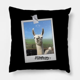 Funny Llama Alpaca Photo Seriously? Saying Pillow