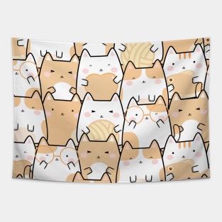 Kawaii Cat Crowd Tapestry