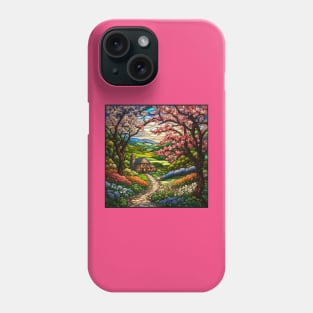 Stained Glass Springtime Path To A Cabin Phone Case
