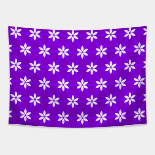 White flowers on purple background pattern, version 3 Tapestry