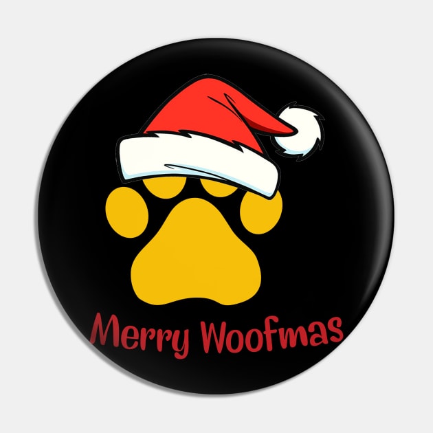 Paw Dog Merry Woofmas T-shirt Pin by kimmygoderteart