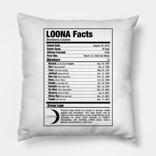 LOONA Kpop Nutritional Facts Pillow