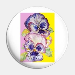 Purple Pansy Flower Watercolor Pattern Pin