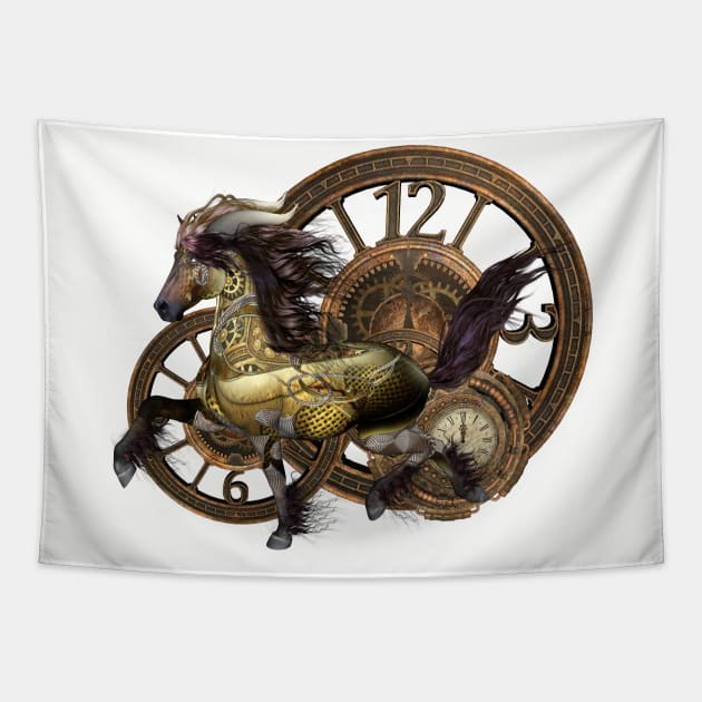 Unique Steampunk horse clocks and gears Tapestry by Nicky2342