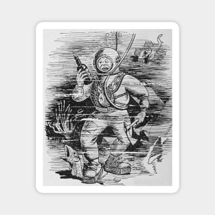 vintage comic diver under the sea Magnet