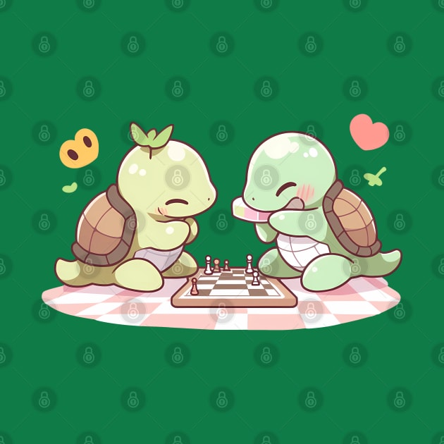 Turtley Adorable: Kawaii Turtles Battle in Chess by SnuggleNook