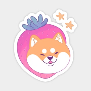 Shiba inu dog strawberry Magnet