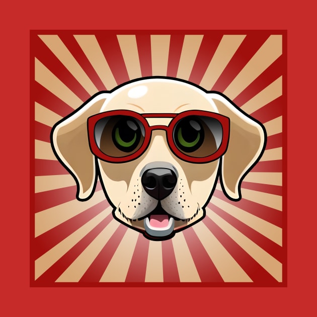 Puppy Wearing Red Sunglasses Labrador Retriever by 4U2NV-LDN