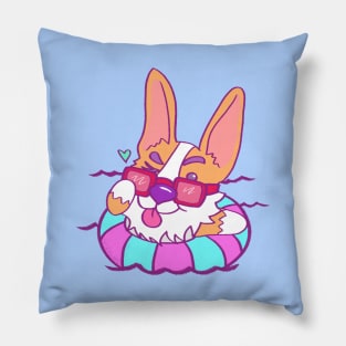 Neon Corgi Summer Fun Pillow