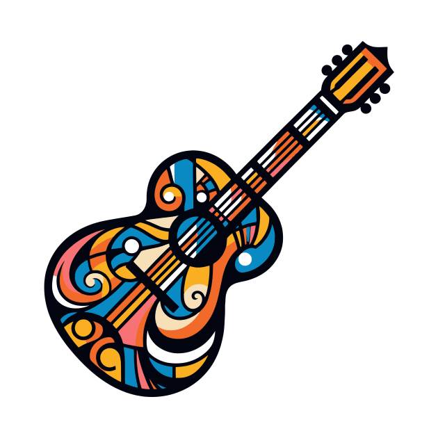 Guitar illustration. Guitar illustration in cubist style by gblackid