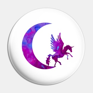 Purple Crescent Moon and Unicorn Pin