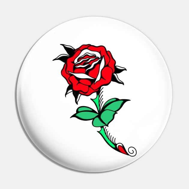 Traditional Rose Pin by heretix.designs