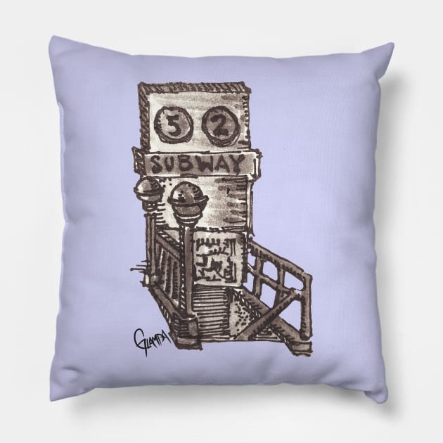 NYC Subway Pillow by Lampaworks Inc.