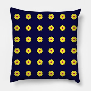 Yellow daisies with Cerise centres on a Navy Blue background Pillow