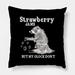 Strawberry Jams But My Glock Dont Shirt, Funny Raccon Meme T Shirt, Retro Raccoon Pillow