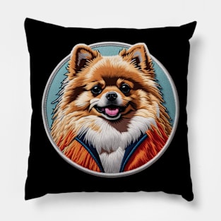 Pomeranian Tracksuit Embroidered Patch Pillow