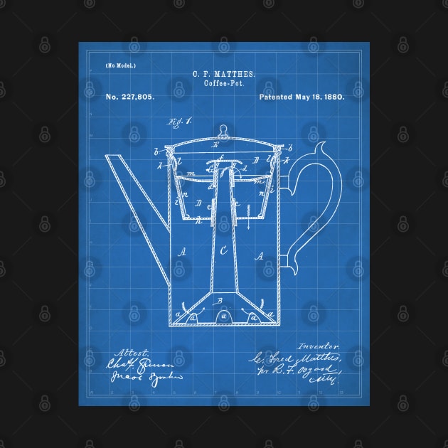 Coffee Percolator Patent - Coffee Lover Kitchen Decor Art - Blueprint by patentpress