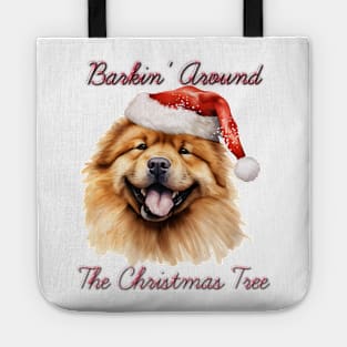 Christmas Chowchow Dog in Santa Hat Tote