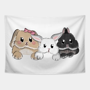 Three Cute Pocket Rabbit Tapestry