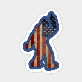 Bigfoot - Middle finger - American Flag Magnet