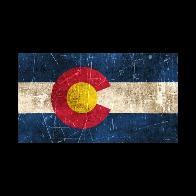 Vintage Aged and Scratched Colorado Flag by jeffbartels