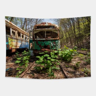 Abandoned Trolley car Tapestry