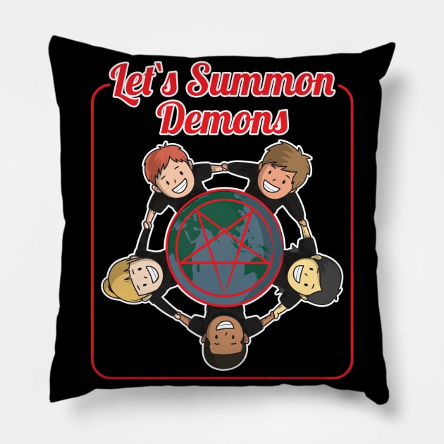 Let's Summon Demons - Pentagram International Pillow by BlackRavenOath