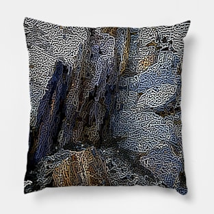 Multicoloured stencil rock face abstract Pillow