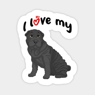 I Love My Black Shar-Pei Dog Magnet