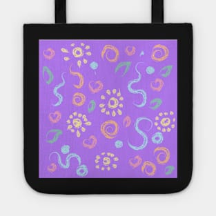 Cute baby pattern  flower and sun paint violet Tote