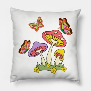 Mushrooms and Butterflies Pillow