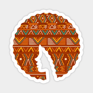 Afro Hair Woman with African Pattern, Black History Magnet