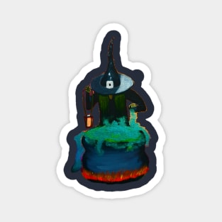 Spooky witch with a cauldron - Cool Magnet