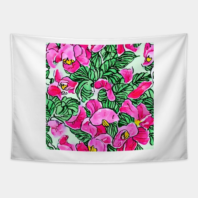 Sweet peas watercolor seamless pattern Tapestry by SophieClimaArt