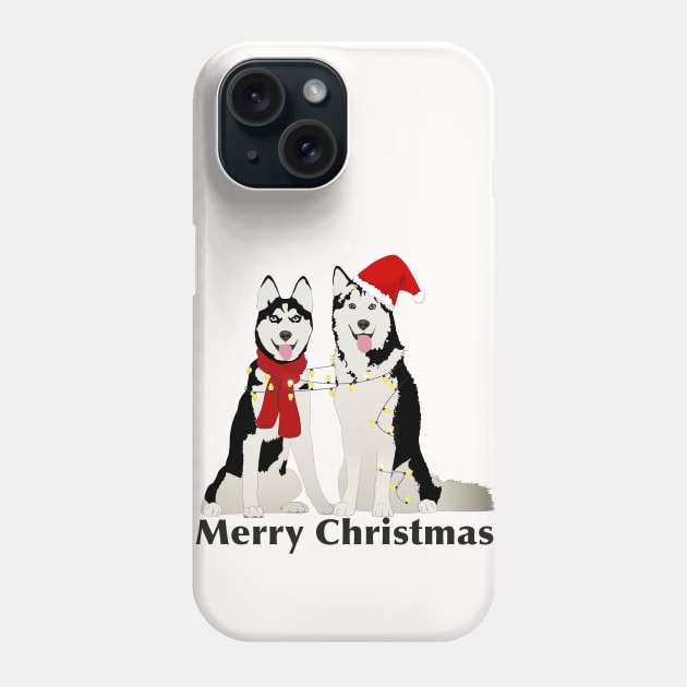 Huskies Merry Christmas Phone Case by NinoRc