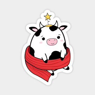 Happy holiday cow, Cute cow, Bull, Funny sticker, Cute sticker, Kawaii cow Magnet