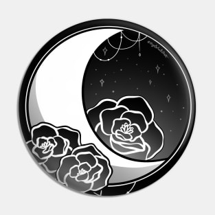 Midnight Rose Moon Pin