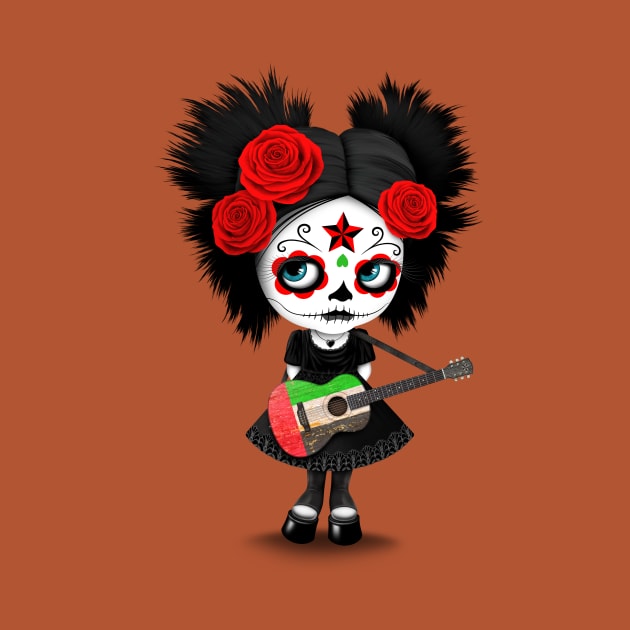 Sugar Skull Girl Playing UAE Flag Guitar by jeffbartels