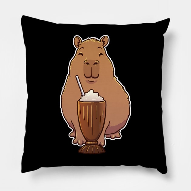 Capybara Chocolate Milkshake Pillow by capydays